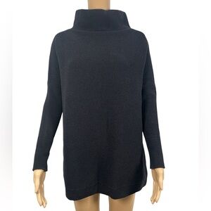 Free People Ottoman slouchy Ribbed Mock Neck Black Women's Tunic Sweater size XS